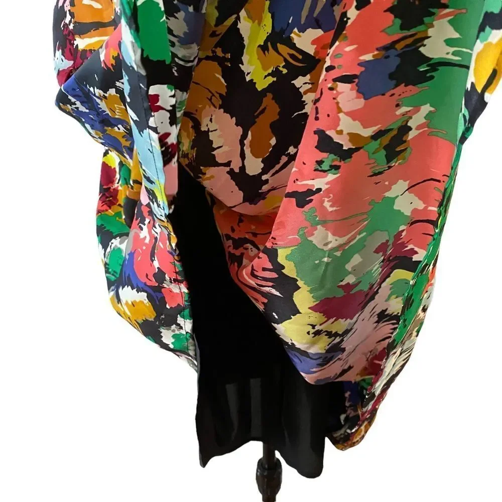 J Crew Silk Floral Brushstrokes Spaghetti Strap Midi Dress
